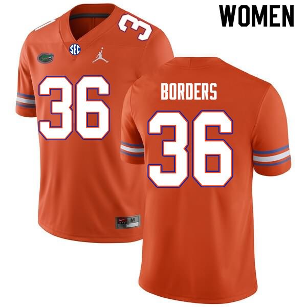 NCAA Florida Gators Chief Borders Women's #36 Nike Orange Stitched Authentic College Football Jersey YRC7164IV